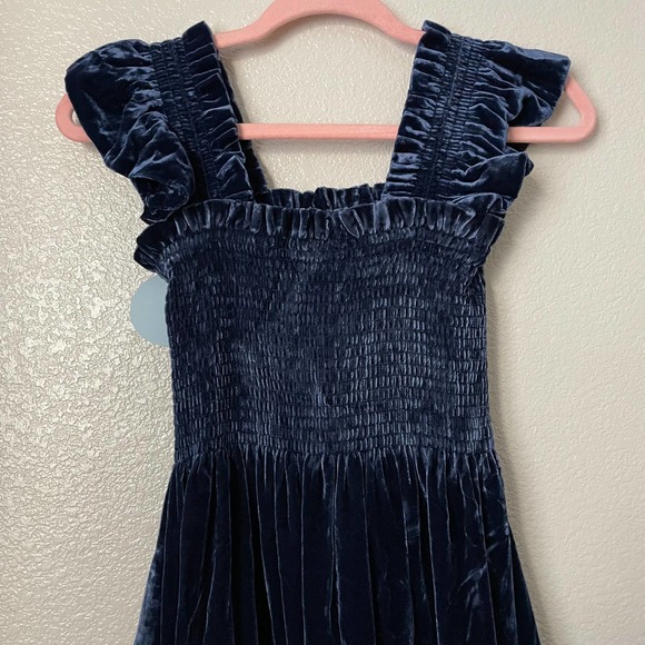 Hill House Dress Women Size XS Navy Blue Ellie Nap Velvet Midi Ruffle Pocket NWT - Picture 6 of 16